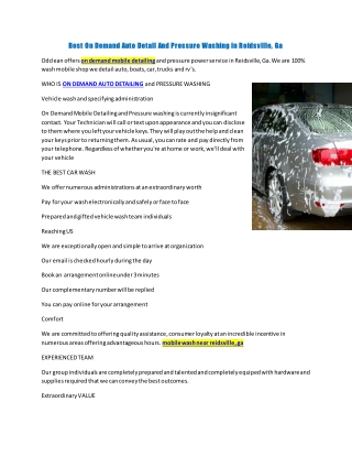 Best On Demand Auto Detail And Pressure Washing in Reidsville, Ga