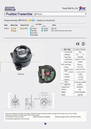 Rotork YTC SPTM-6V Flameproof Smart Type Position Transmitter Supplier in Delhi,india | YTC INDIA | PPT