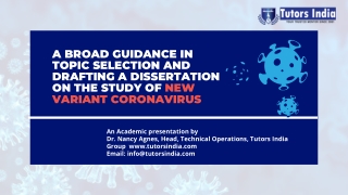 Guidelines of Topic Selection and dissertation writing on the study of new variant coronavirus