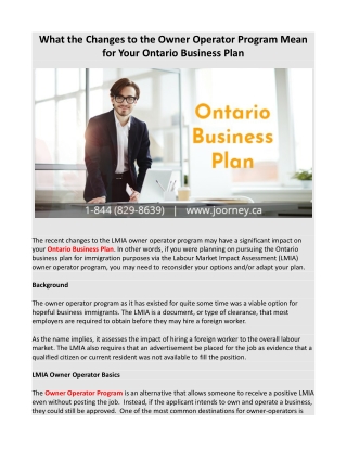 What the Changes to the Owner Operator Program Mean for Your Ontario Business Plan
