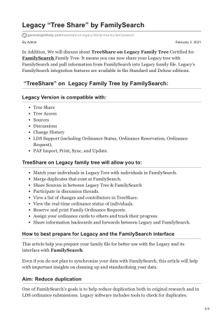 Legacy “Tree Share” by FamilySearch