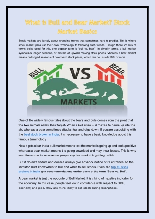 What is Bull and Bear market? Stock Market Basics