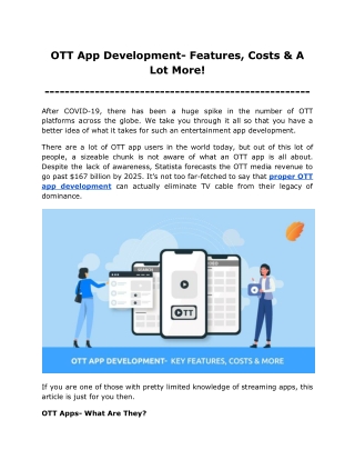 OTT App Development- Features, Costs & A Lot More!
