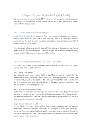 How to Convert Tidal to MP3 2021