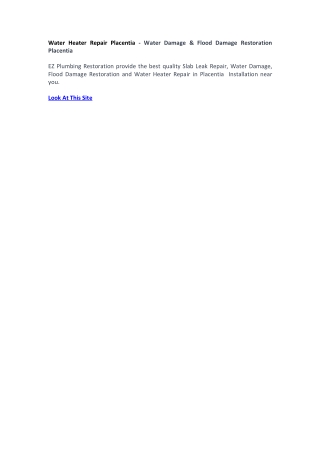 Water Heater Repair Placentia - Water Damage & Flood Damage Restoration Placentia