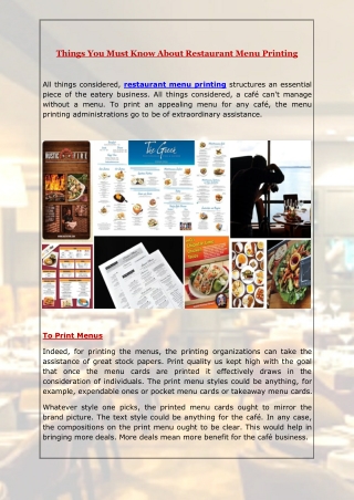 Things You Must Know About Restaurant Menu Printing