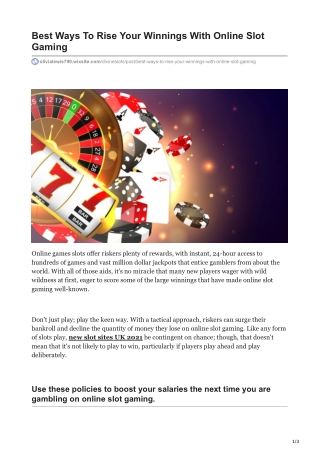 Best Ways To Rise Your Winnings With Online Slot Gaming