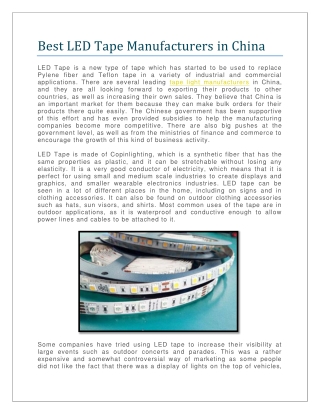 Best LED Tape Manufacturers in China