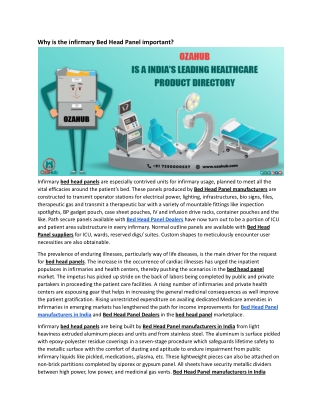 Why is the infirmary Bed Head Panel important?