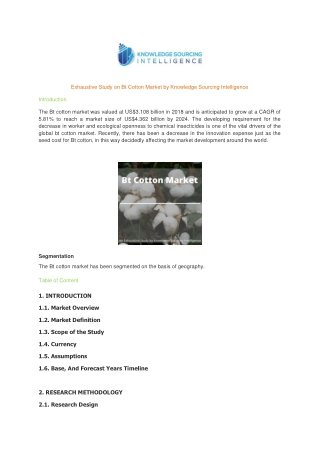 Exhaustive Study on Bt Cotton Market