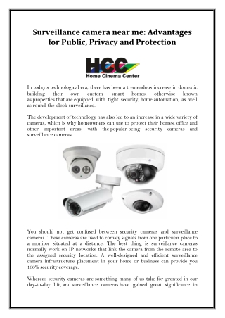 Surveillance camera near me: Advantages for Public, Privacy and Protection