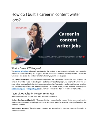 How do I built a career in content writer jobs?