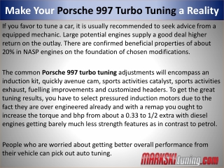 Make Your Porsche 997 Turbo Tuning a Reality