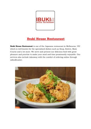 5% off - Ibuki House Japanese Restaurant Menu Melbourne, VIC