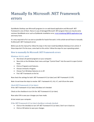 Manually fix Microsoft .NET Framework errors