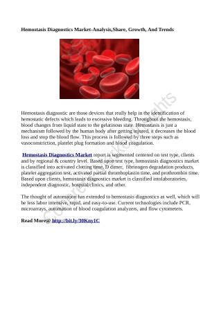 Hemostasis Diagnostics Market-Analysis,Share, Growth, And Trends