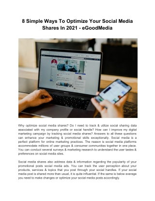 8 Simple Ways To Optimize Your Social Media Shares In 2021 - eGoodMedia