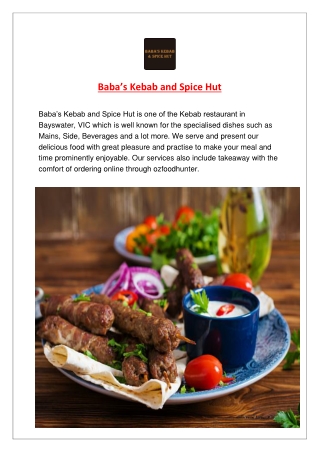 5% off - Baba’s Kebab and Spice Hut Takeaway Bayswater, VIC