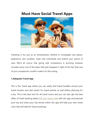 Must Have Social Travel Apps