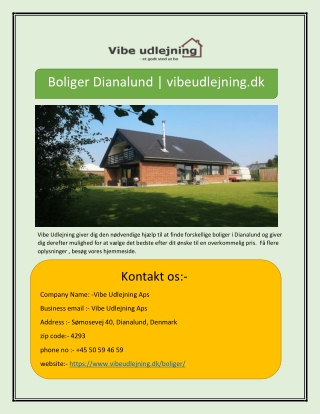 Boliger Dianalund | vibeudlejning.dk