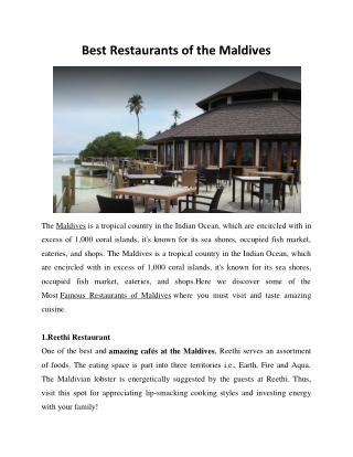 Best Restaurants of the Maldives