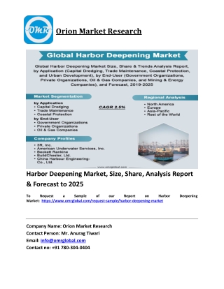 Harbor Deepening Market Trends, Size, Competitive Analysis and Forecast 2019-2025