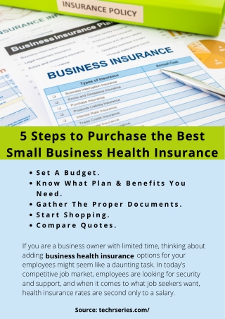 5 Steps to Purchase the Best Small Business Health Insurance