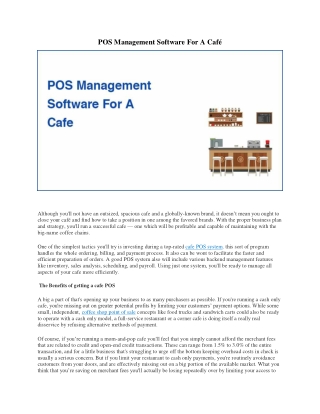POS Management Software For A Cafe