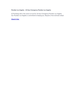Plumber Los Angeles - 24 Hour Emergency Plumber Los Angeles