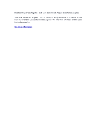 Slab Leak Repair Los Angeles - Slab Leak Detection & Repipe Experts Los Angeles