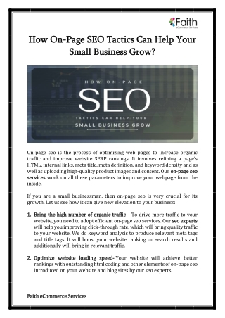 How On-Page SEO Tactics Can Help Your Small Business Grow?