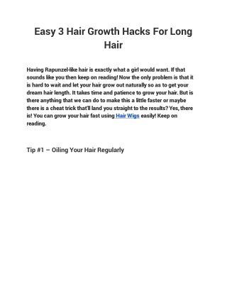 Easy 3 Hair Growth Hacks For Long Hair