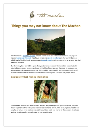 Things you dint know about The Machan