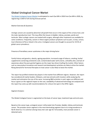 The Global Urological Cancer Market