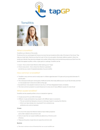 What is tonsillitis? | Treatment | TapGP