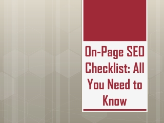 On-Page SEO Checklist: All You Need to Know