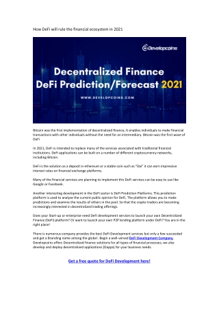 How DeFi will rule the financial ecosystem in 2021