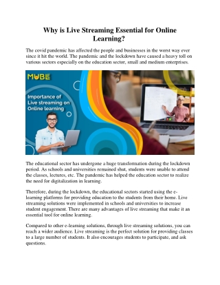 Why is Live Streaming Essential for Online Learning?