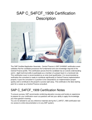 SAP C_S4FCF_1909 Certification Description