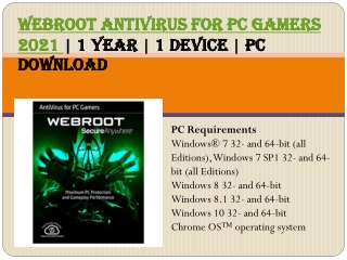 Webroot Antivirus for PC Gamers 2021 | 1 Year | 1 Device | PC Download