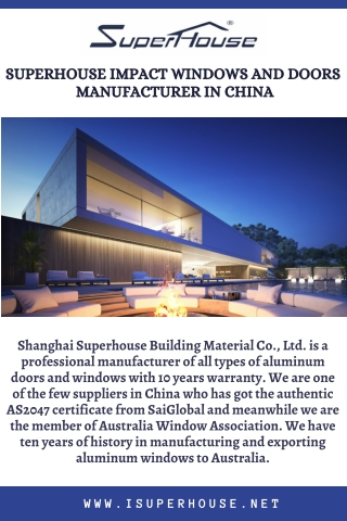 Superhouse Impact Windows And Doors Manufacturer in China
