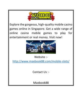 Casino Online Mobile in Singapore | Maxbook88.com