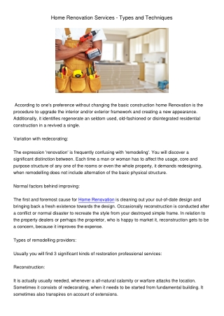 HomeRenovationServices-TypesandTechniques