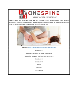 Chiropractic Clinic Near Me | Onespine.my