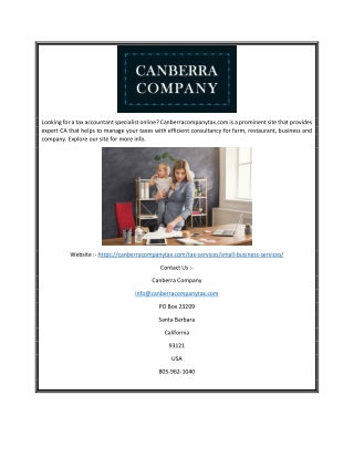 Business Tax Help Tax Specialist | Canberracompanytax.com