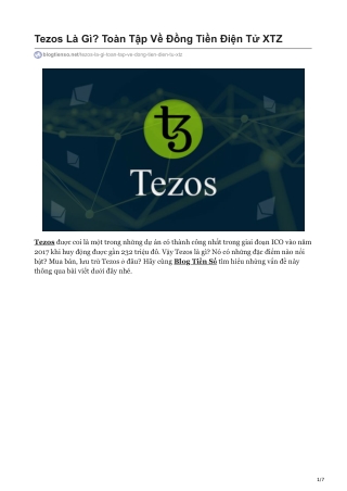 Tezos Là Gì? Toàn Tập Về Đồng Tiền Điện Tử XTZ