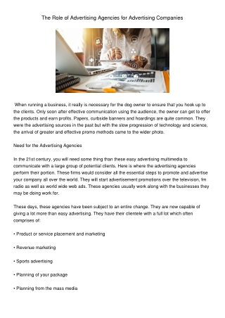 TheRoleofAdvertisingAgenciesforAdvertisingCompanie