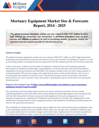 Mortuary Equipment Market Price Trends, Growth Opportunity And Statistics Forecast To 2025