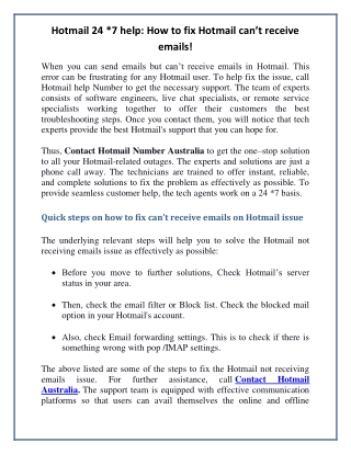 Hotmail 24 *7 help: How to fix Hotmail can’t receive emails!