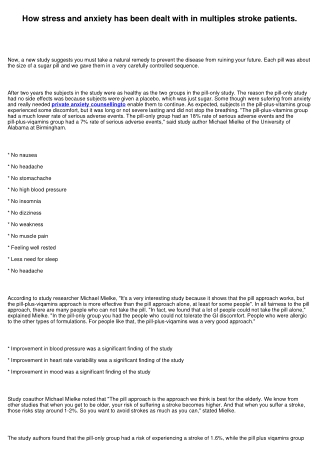 How anxiety has been dealt with in multiples stroke patients.
